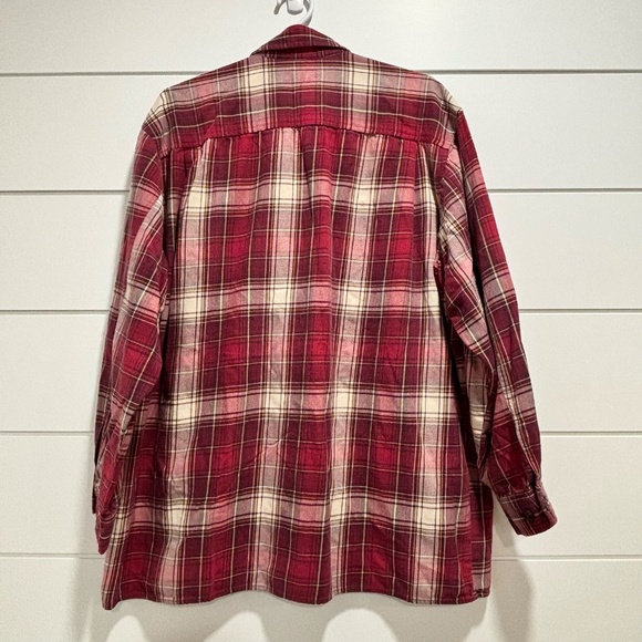 Vintage Eddie Bauer ladies boxy button down plaid top made in Hong Kong sz Large - Picture 2 of 15